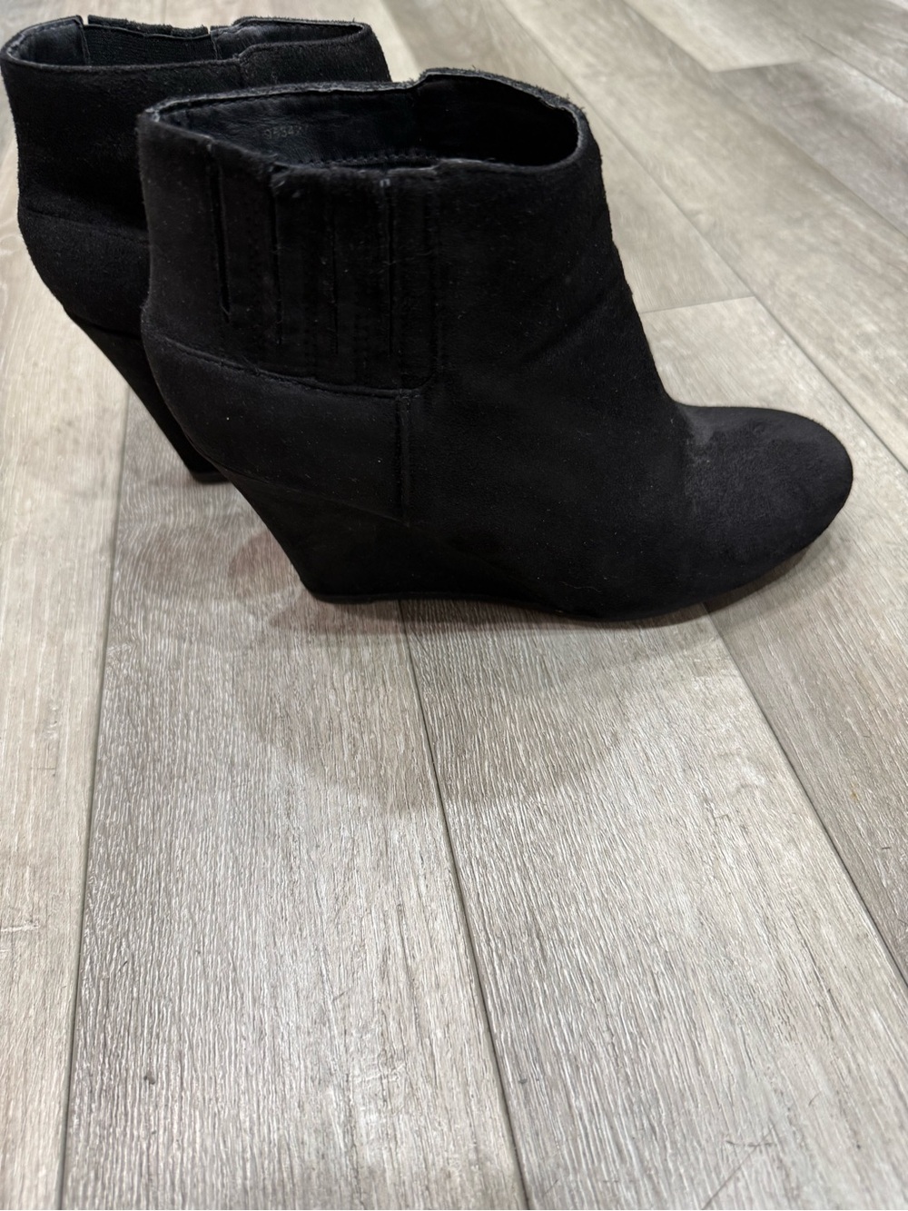 Charlotte Russe Black Suede Wedge Ankle Booties